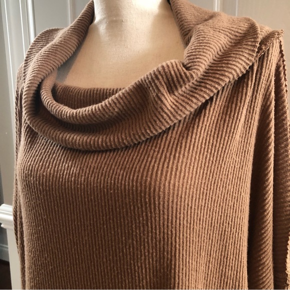 Free People Juicy Ribbed Cowl Neck Long Sleeve Top Vintage Bronze Medium - Picture 8 of 16